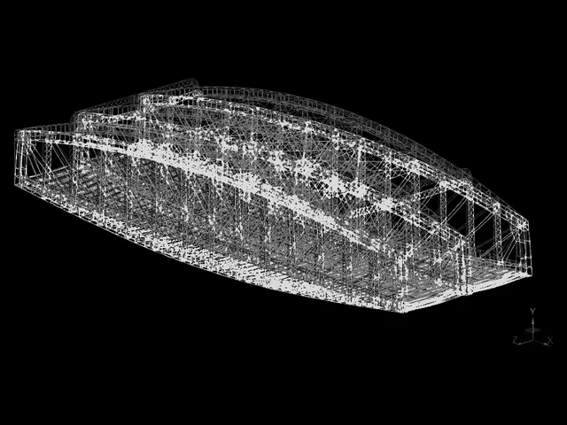 Modelo 3D de una estructura de geometría curva